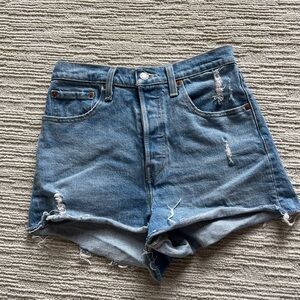 Levi’s high-rise cut off jean shorts